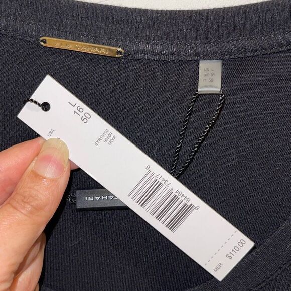 Elie Tahari Scoop Neck Ribbed Bodysuit Black Large NWT $110 - Picture 7 of 10